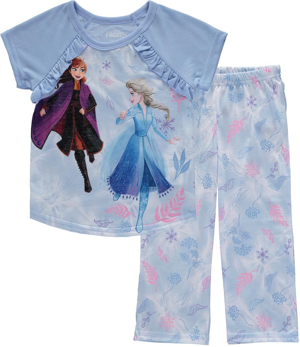 Disney Girls 4-10 Frozen Anna and Elsa 2-Piece Pajama Set