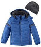 London Fog Boys 8-20 Weather Resistant Puffer Jacket with Hat