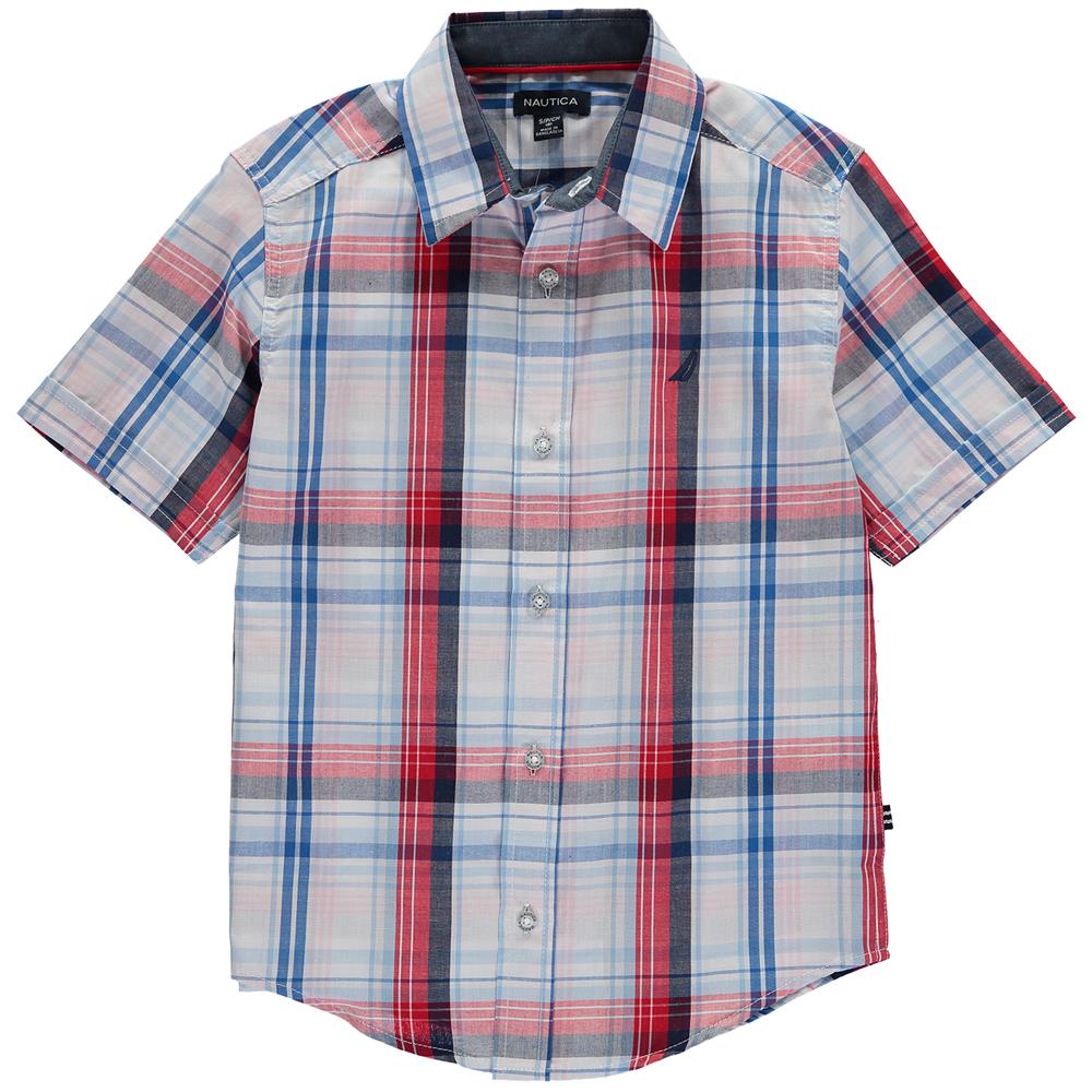 Nautica Boys 8-20 Plaid Woven Shirt 8 / Blue Nautica Boys 8-20 Plaid Woven Shirt 8 / Blue