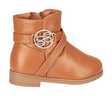 Bebe Girls 2T-4T Slip On Medallion Strap Riding Boot