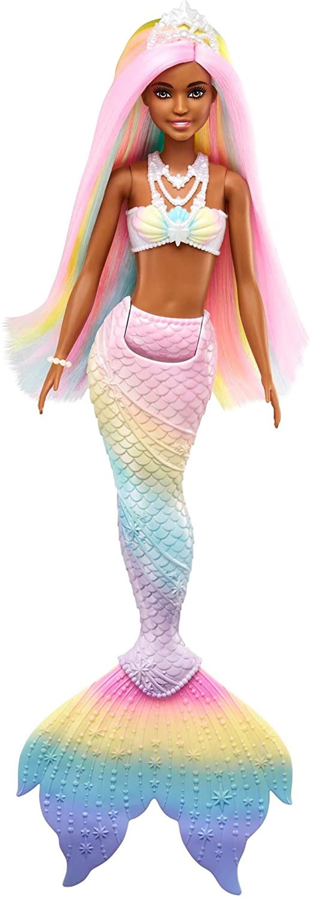 Barbie Dreamtopia Rainbow Magic Mermaid Doll with Rainbow Hair and Water-Activated Color Change Feat
