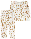 Carters Girls 3-24 Months 2-Piece French Terry Top & Leopard Pant Set