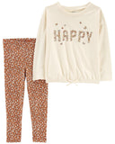 Carters Girls 3-24 Months 2-Piece Happy Jersey Tee & Legging Set