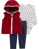 Carters Girls 0-24 Months Quilt Microfleece 3-Piece Vest Set