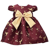 Bonnie Baby Holiday Christmas Dress - Burgundy Reindeer Dress