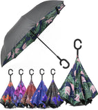 Rain Pro Reverse Folding Inverted Umbrella Windproof UV Protection with C-Shaped Handle
