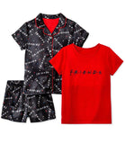 Warner Bros. Girls 6-12 Friends TV Show 3-Piece Charmeuse Pajama Set