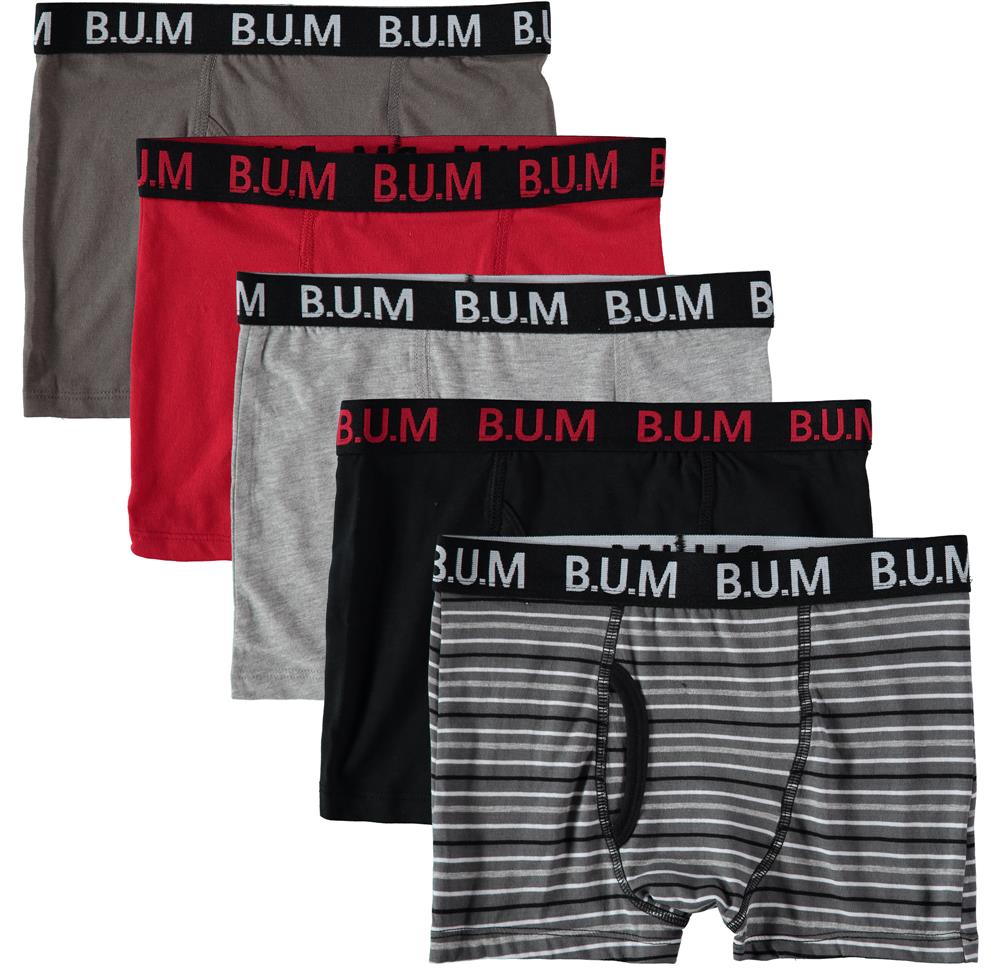 B.U.M. Equipment Boys 8-20 Underwear - Cotton Boxer Briefs (5 Pack