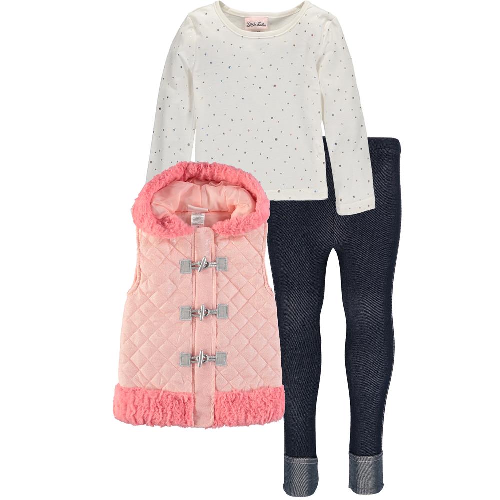 Little Lass Girls 12-24 Months 3-Piece Toggle Vest Leg Set