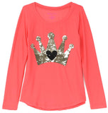 Colette Lilly Girls 4-6X Crown Sequin Long Sleeve Shirt