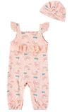 Rene Rofe Baby Girls 0-9 Months Rainbow Jumpsuit and Hat Set