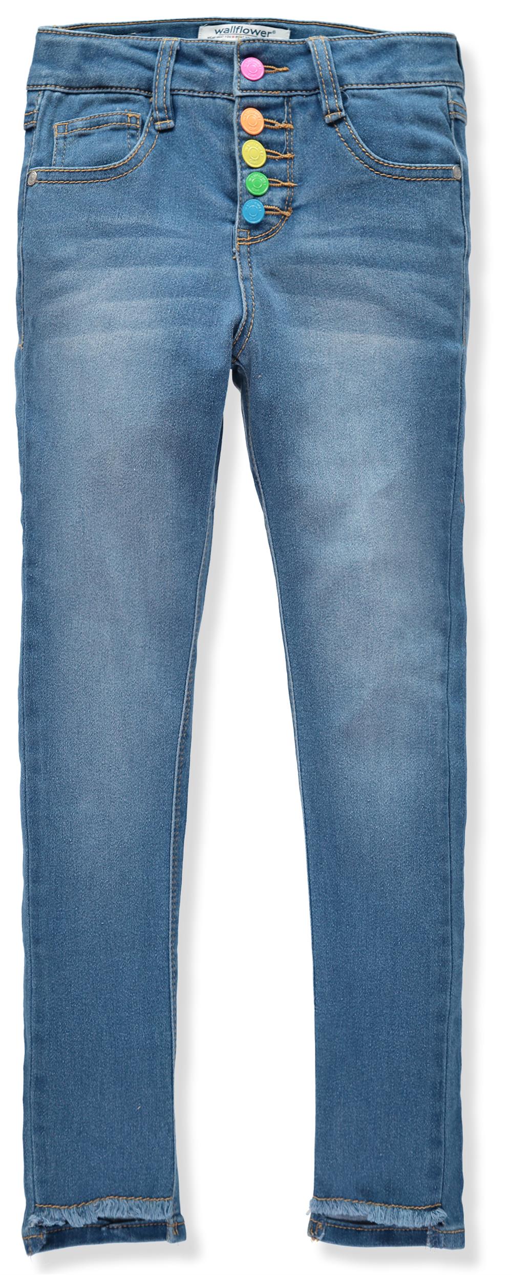 WallFlower Girls 7-16 Neon Snap Fly Jeans