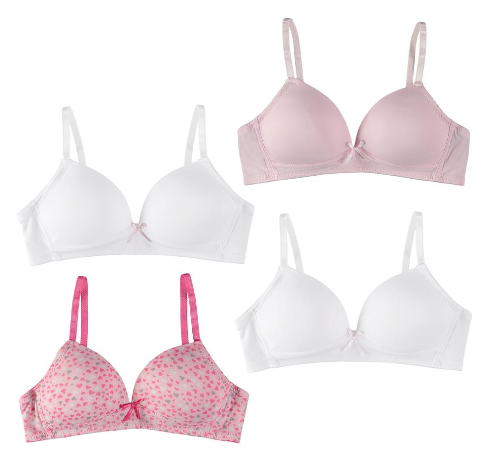 Rene Rofe Girls' Wireless Molded Bras with Adjustable Straps (4 Pack) – S&D  Kids