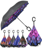 Rain Pro Reverse Folding Inverted Umbrella Windproof UV Protection with C-Shaped Handle