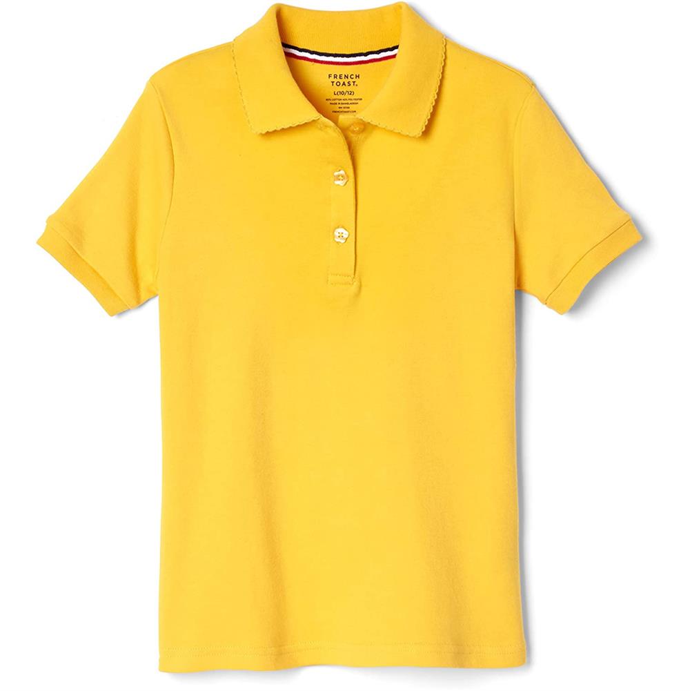 French Toast Little Girls' Girls 2-6x Short-Sleeve Interlock Polo with Picot Collar