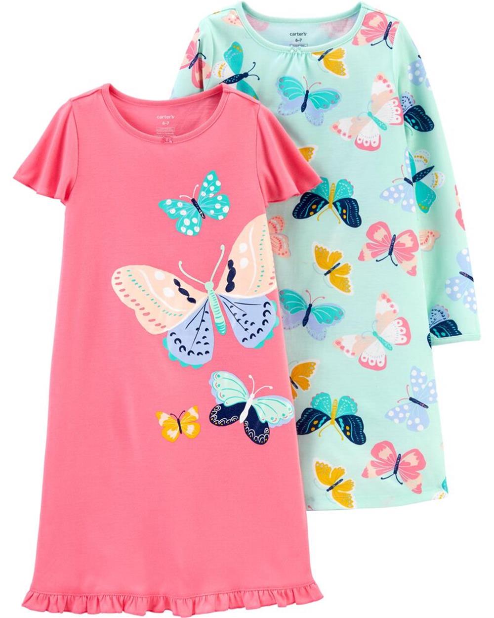 Carters Girls 2-14 Butterfly 2-Pack Night Gown