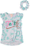 Colette Lilly Girls 7-16 Faith Sequin Front Tie Knot Top with Hair Scrunchie