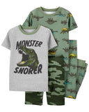 Carters Boys 4-14 4-Piece Dinosaur 100% Snug Fit Cotton PJs