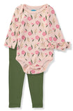 Bon Bebe Girls 0-9 Months Flower Bodysuit Pant Set with Hat