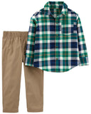 Carters Boys 2T-4T Plaid Woven Pant Set