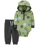 Carters 0-24 Months 2-Pack Hooded Bodysuit Pant Set