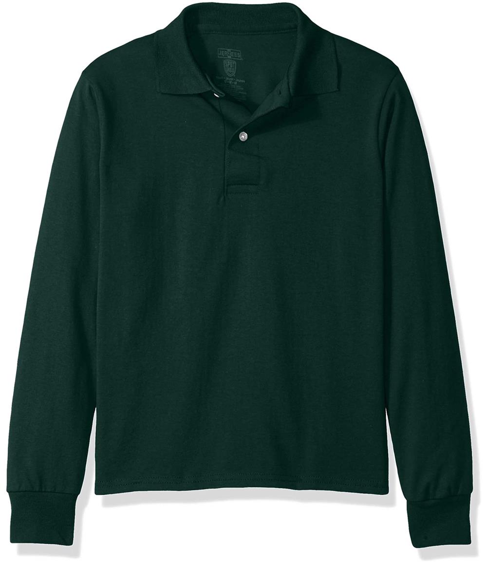 Jerzees Boys 8-20 SpotShield Long Sleeve Polo Sport Shirt
