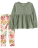 Carters Girls 3-24 Months 2-Piece Crinkle Jersey Top & Floral Legging Set