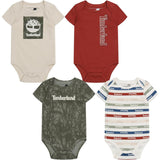 Timberland Boys 12-24 Months Short Sleeve Bodysuit, 4-Pack