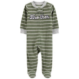 Carters Boys 0-9 Months Little Brother Zip-Up Fleece Sleep & Play Pajama