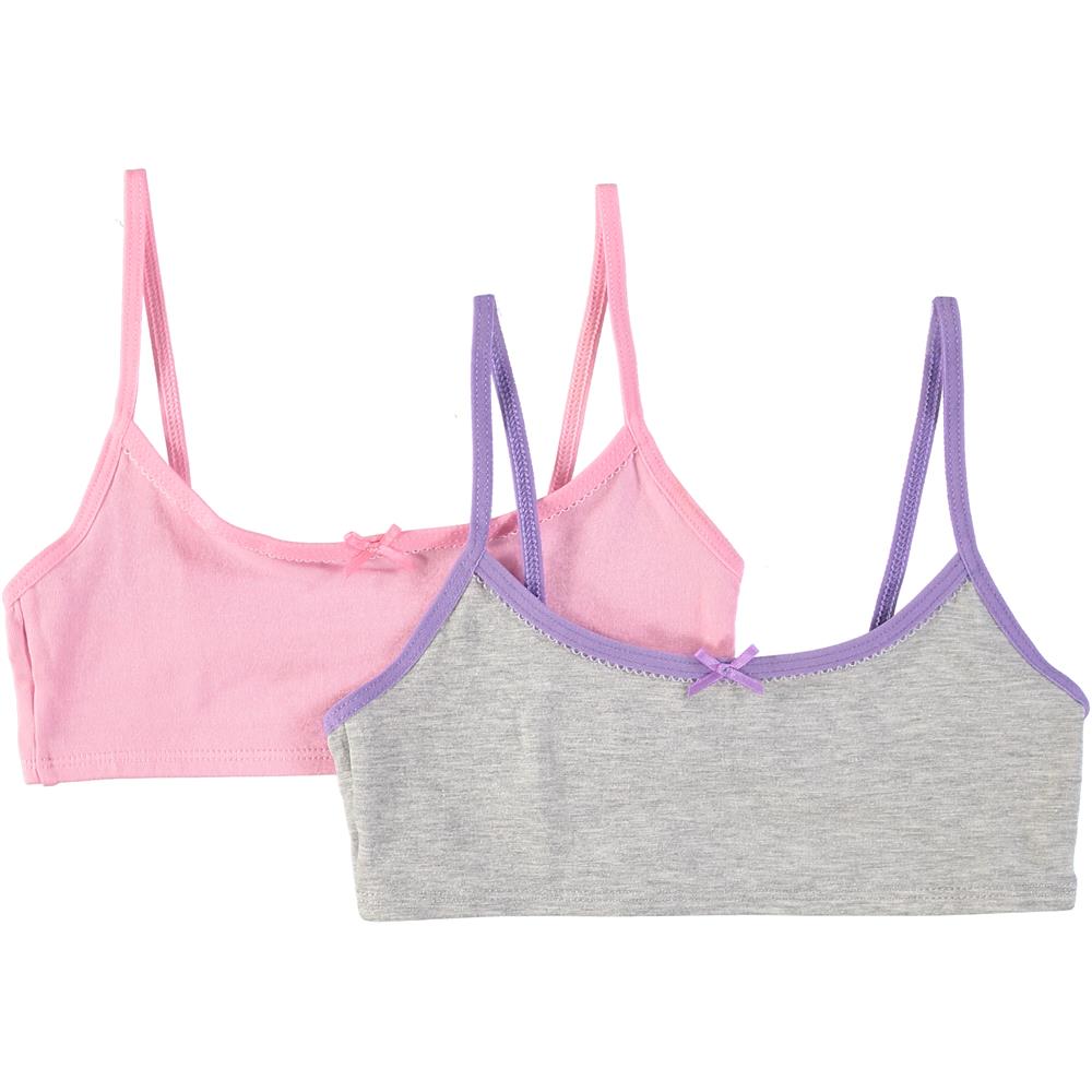 Hanes Girls Everyday Comfort Bras Pink/White/Gray 3-Pack Size Large