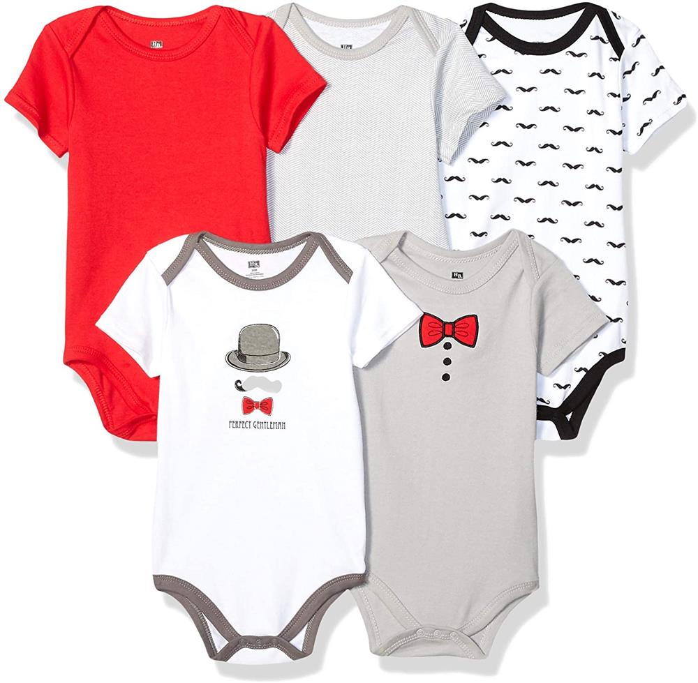 Hudson Baby Boys 0-12 Months Printed Bodysuits - 5 Pack