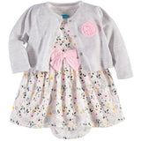Bon Bebe Baby Girls 12-24 Months Rose Cardigan Dress Set