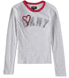 DKNY Girls 7-16 Long Sleeve Peplum Logo Shirt