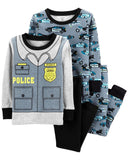 Carters Boys 2T-4T Police 4 Piece Cotton Pajama Set