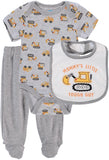 Bon Bebe Boys 0-9 Months Construction Bodysuit Pant Set with Bib
