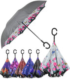 Rain Pro Reverse Folding Inverted Umbrella Windproof UV Protection with C-Shaped Handle
