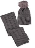 Connex Gear Womens Cable Knit Hat and Scarf 2-Piece Set