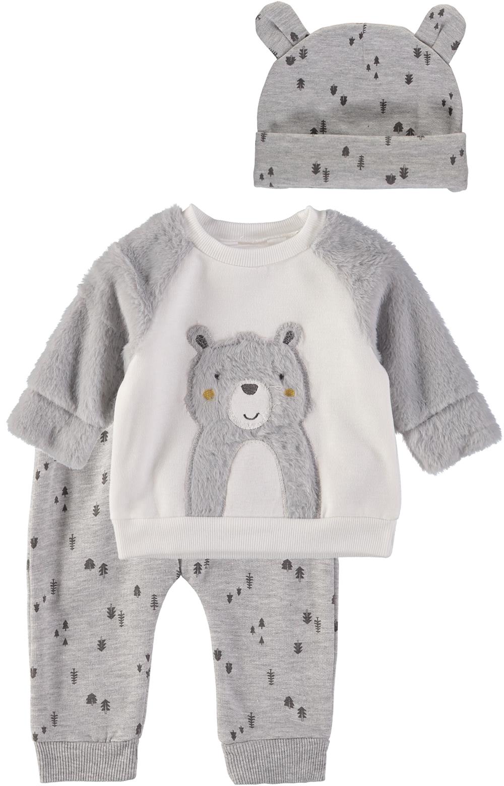 Rene Rofe Baby Boys 0-9 Months Fuzzy Bear 3-Piece Set – S&D Kids