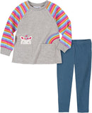 Kids Headquarters Girls Rainbow Unicorn Tunic Jegging Set