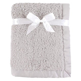 Hudson Baby Sherpa Plush Blanket with Satin Binding