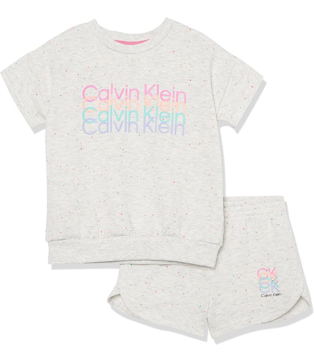 Calvin Klein Girls 2T-4T 2-Piece Splatter Short Set