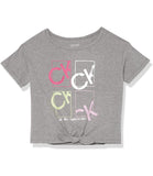 Calvin Klein Girls 7-16 Short Sleeve Window Logo Knot Front T-Shirt