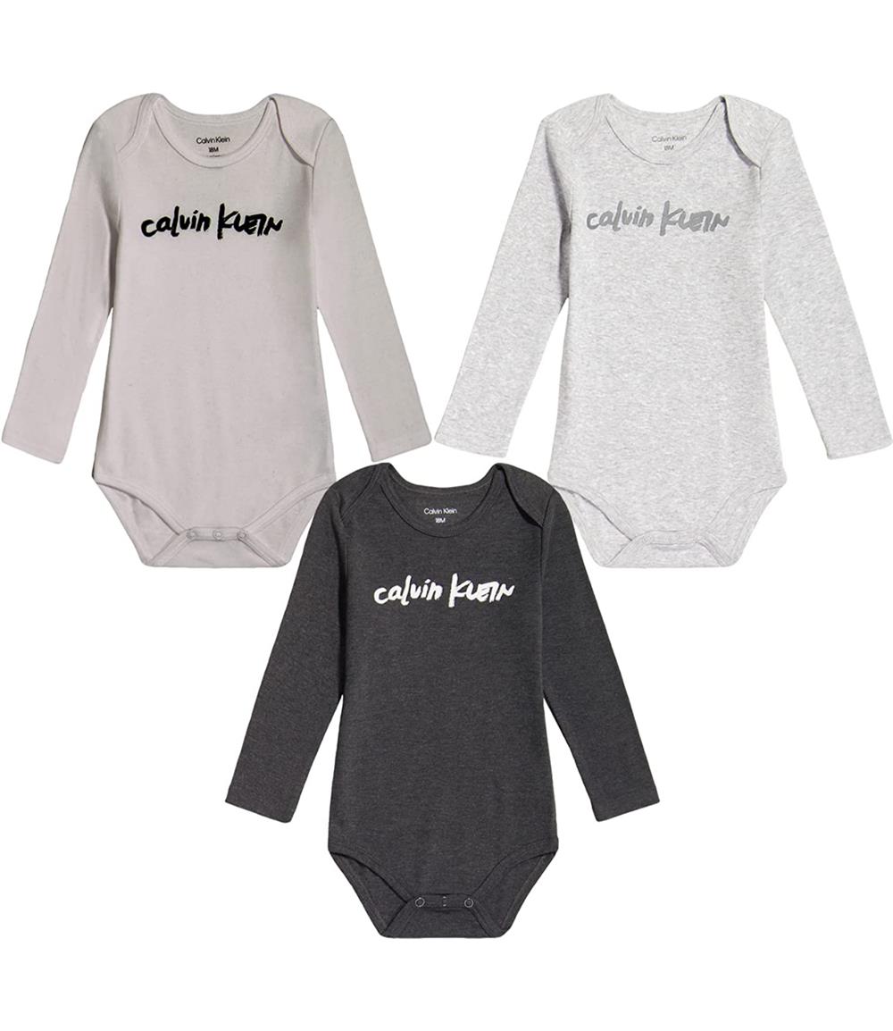 Calvin Klein Boys 12-24 Months 3-Pack Long Sleeve Bodysuits