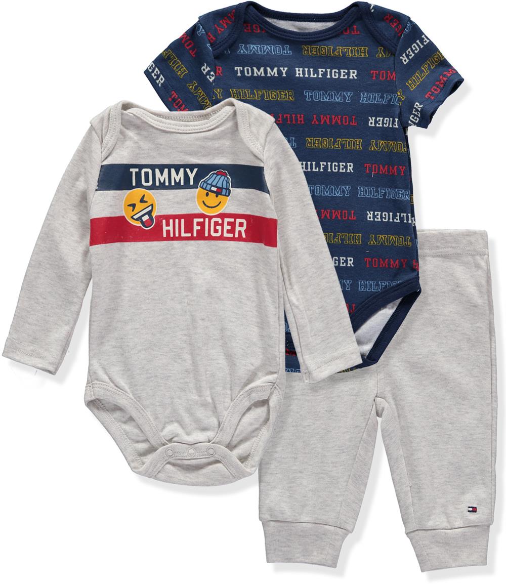 Tommy Hilfiger Boys 0-9 Months 3-Piece Bodysuit Pant Set