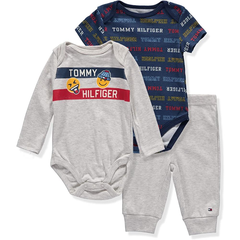 Tommy Hilfiger Boys 12-24 Months 3-Piece Bodysuit Pant Set