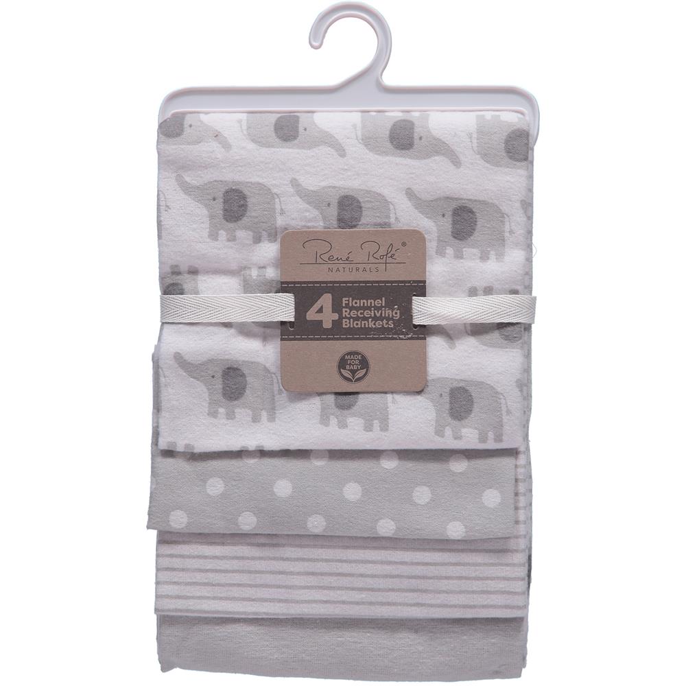 Rene Rofe Unisex 4-Pack Flannel Receiving Baby Blankets