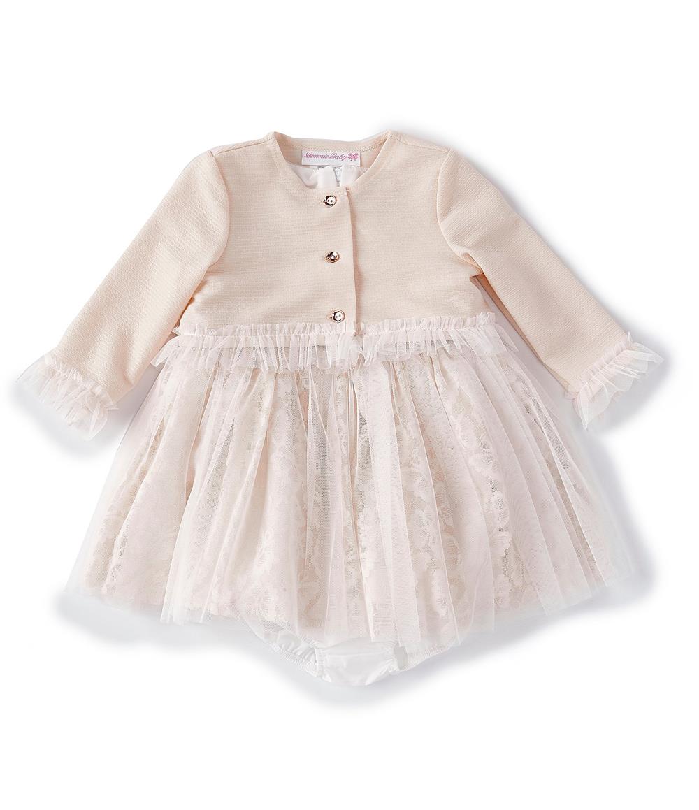 Bonnie Baby Girls 12-24 Months Butterfly Lace Cardigan Dress