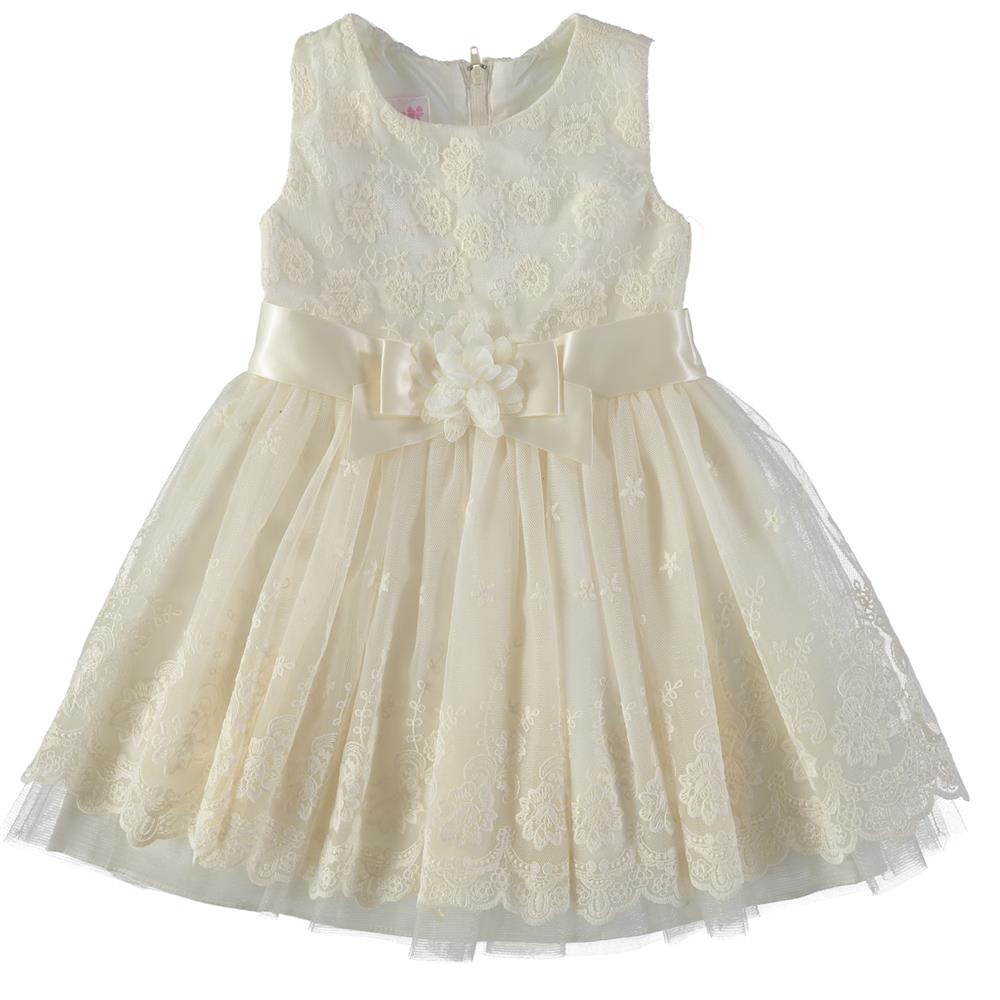 Bonnie Jean Girls 2T-4T Embroidered Scallop Dress - 2T / Ivory Bonnie Jean Girls 2T-4T Embroidered Scallop Dress - 2T / Ivory