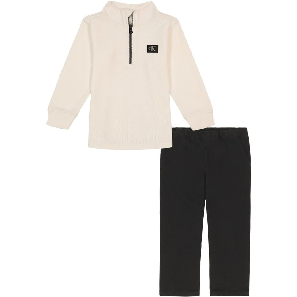 Calvin Klein Boys 2T-4T Half Zip Shirt and Pant Set