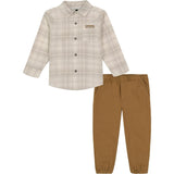 Timberland Boys 2T-4T Plaid Woven Button Down Pant Set